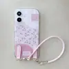 Estojo Patchwork Floral Pequeno Estilo Coreano Adequado para Apple 17 Pro Max, iPhone 16 Pro, Estojo Portátil Fofo 15 Pro