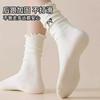 Calcetines Negros con Lazo de Encaje Bordado Blanco para Mujer Primavera y Otoño Algodón Puro Estilo Coreano Niñas Calcetines de Media Pantorrilla Calcetines de Felpa