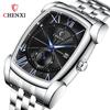 CHENXI Reloj Nuevo cuadrado Reloj de Hombre Correa calendario resistente al agua reloj de cuarzo Oro Rosa Amanecer Reloj 8209