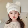 Amazon Aliexpress Ebay Popular Sombrero de Lana Tejido de Otoño e Invierno para Niños Sombrero de Lana Doble Bola Sombrero de Piel Sintética de Zorro
