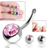 4 piezas de joyería para ombligo de comercio electrónico transfronterizo más vendida, anillo para ombligo de acero inoxidable con circonita incrustada, forma de corazón redondo, piercing para ombligo, joyería de perforación europea y americana