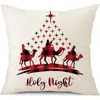 Juego de Fundas de Almohada Transfronterizas para Navidad Europea y Americana, Funda para Cojín de Sofá de Sala de Estar, Funda para Almohada de Cintura con Reno Papá Noel Árbol, Suministro de Fábrica