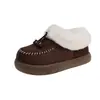 Botas de Nieve con Puño de Piel Engrosada 2026 Nuevas de Invierno Calientes con Forro de Terciopelo Zapatos de Algodón Suela Gruesa Alargadoras Botines Cortos Retro
