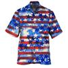 Comércio exterior transfronteiriço Direto da Fábrica camisa masculina de manga curta Dia da Independência nova tamanho grande cardigã masculino para a figura