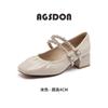 Zapatos de Salón Augu Shiden Plateados para Mujer 2026 Nuevas Sandalias de Tacón Grueso Retro de Verano Zapatos Mary Jane de Tacón Medio Estilo Francés para Mujer