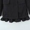 Comercio Exterior Transfronterizo Ropa de Mujer Otoño 2025 Estilo Europeo y Americano Chaqueta Blazer de Manga Larga con Volantes de Raya Fina para Mujer C525073