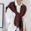 Chal extra grande de punto de lana para mujer, otoño e invierno, fácil de combinar, bufanda decorativa, cuello falso para hombros, estilo coreano color sólido