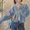 Cárdigan de Punto con Cremallera de Cuello Redondo Corto para Petite de Nuevo Estilo Otoño-Invierno Transfronterizo para Mujer, Suéter Ajustado y Versátil