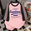 Camiseta de Manga Corta con Estampado de Letras y Tres Rayas Estilo Coreano, Top Dulce de Verano Estilo Universitario Casual Holgado y Versátil