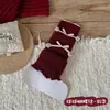 Polainas Rojas para Mujer Otoño Invierno Nuevas Calcetines Apilados con Volantes Versátiles de Media Pantorrilla Polainas de Punto Grueso para Niños Venta al por Mayor