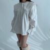 Camisa de volantes con cuello mao y carga alta para mujer de Corea del Sur