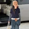 Camiseta Base de Primavera y Otoño para Niñas 2026 Nueva Informal con Rayas y Retazos Exterior Falso de Dos Piezas para Niños Mayores