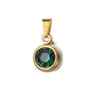 Pendente Pequeno Redondo Colorido de Diamante 6mm Pedra de Nascimento de Dezembro Pingente DIY Pulseira Colar Pingente de Aço Inoxidável Pingente