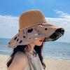 Sombrero de verano de goma negra para mujer, bonito sombrero con lazo, protección solar, estilo pescador coreano con protección UV, venta al por mayor