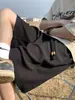Pantalones Cortos Deportivos de Punto Negros para Hombre Verano Nuevo Pantalones con Colgante de Peso Pesado Marca de Moda Americana Pantalones Casuales Sueltos