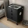 Mesa de noche inteligente de lujo ligero y alta gama con tres cajones, carga inalámbrica, audio, multifuncional para dormitorio, pequeña mesa de noche de celebridad de internet