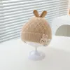 Touca de tricô fofa com punho de coelho, touca de tricô suave para outono e inverno, gorro versátil quente macio e fofo estilo coreano para sair