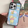 Capa Azul Urso de Desenho Animado Maçã 15 para Celular 11/12 Adequada para iPhone 16Pro Desenho Animado Magnético 13Promax