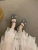 2025 Novo Outono e Inverno Estilo Coreano Strass Mais Pelúcia Pelo Sapatos Baixos Flats Franceses Flats Boca Rasa Sapatos Mary Jane para Mulheres