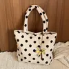 Bolso de Hombro Tipo Tote de Lunares de Nicho Estilo Coreano para Mujer 2026 Nuevo Bolso de Lona de Gran Capacidad a la Moda Bolso de Hombro para Viajes