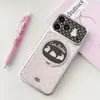 Capa Fofa de Coelhinho com Bolinhas para Celular Apple 17Promax Iphone16Pro Desenho Animado com Suporte 15
