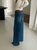 Jeans acampanados de otoño TOP estilo europeo de Guangzhou Trece Líneas vintage de alta resistencia con pliegues elásticos 360 grados con cinturón 61828