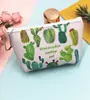 Monedero de PU con diseño de cactus transfronterizo, monedero pequeño con diseño creativo de dibujos animados, monedero para mujer con auriculares y llaves