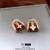 Pendientes de Plata Aguja Zircón Gota de Aceite Cuadrilátero Vintage de Lujo Ligero Pendientes de Moda Versátiles para Mujer
