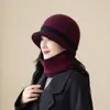 Conjunto de Gorro de Punto Morado y Bufanda para Mujer de Otoño e Invierno, Gorro de Ala Corta, Bufanda de Cuello Alto, Esencial para un Conjunto Cálido y a la Moda