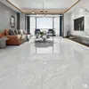 Azulejos de porcelana 600x600 de Foshan, Guangdong, para sala de estar e quarto, efeito mármore brilhante, azulejos de piso cinza brilhante