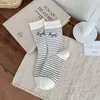 Calcetines de Principios de Otoño para Mujer Perro Pequeño Lindo Calcetines de Verano hasta la Mitad de la Pantorrilla Malla Transpirable Lunares Rayas Calcetines Sueltos Calcetines para Mujer Zhuji