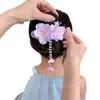Pinza para el Cabello de Flor con Borlas y Pico de Pato para Niñas, Pasador para la Parte Trasera de la Cabeza, Accesorio para el Cabello para Niñas, Pinza de Garra para Moño de Cabello, Pasador
