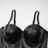Bandolera de piel de pescado transfronteriza para mujer, prenda exterior corta elástica, sujetador sexy para espalda, sujetador DS para discoteca, pecho envuelto en hueso de pescado de cuero PU