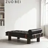 Banqueta de Lujo Ligero Estilo Italiano, Banqueta al Pie de la Cama para Dormitorio, Banqueta de Madera Maciza para Cambiar Zapatos en la Sala de Estar, Sofá Banqueta de Cuero con Diseño Vintage Acolchado de Botones