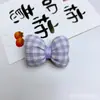Acessório de cabelo xadrez com laço de flor de cinco pétalas, acessórios e materiais DIY para sapatos e meias de crianças, broches acolchoados com enchimento de algodão