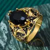 Anel de Pedra Preciosa Retrô Transfronteiriço, Anel de Flor em Ouro Rosa Cravejado de Diamantes de Alto Padrão, Lote de Joias Personalizadas da Moda e Descoladas para Homens e Mulheres