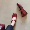 Sapatos Mary Jane Femininos Retro Franceses de Pele de Cordeiro Super Macia com Salto Embutido Bico Redondo Pequenos Sapatos de Couro Corte Baixo Patchwork Sapatos Únicos