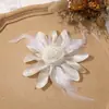Tecido Elegante Retrô Diamante Quente Malha de Pena Rosa DIY Grampo de Corsage Headdress Acessórios para Roupas