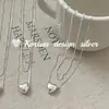 Cadena para Clavícula Elegante Minimalista Estilo Japonés y Coreano Collar de Corazón Doble Capa Irregular de Plata de Ley S925 Diseño Suave y Elegante