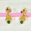 Pacote 14k cor dourada cobre banhado ouro real 18K Sino de Natal pingente incrustado zircônia pulseira colar pingente acessórios material