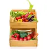 Caja de Almacenamiento de Bambú Caja de Almacenamiento Multipropósito Caja de Bambú para Almacenamiento de Frutas y Verduras en la Cocina del Hogar
