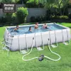 Piscina Rectangular Original Genuina con Marco de Tubo para Remar Piscina Grande con Soportes Piscina Familiar para Niños Engrosada