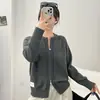 Cárdigan de punto para mujer con cuello redondo y doble cremallera, nuevo diseño otoño/invierno 2026, corte holgado, efecto adelgazante, perfecto para capas