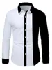 Camisa masculina casual de negócios com blocos de cor transfronteiriços e mangas compridas, camisa masculina anti-amasso com elasticidade em quatro direções