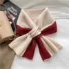 Cachecol pequeno curto mulheres outono e inverno cruz malha lenço estilo coreano cor combinando all-match inverno quente preguiçoso pescoço proteção Internet Popular