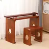 Mesa e Tamboretes Guqin Feitos de Madeira Maciça de Paulownia Queimada, Mesa de Caligrafia Chinesa Zen, Mesa de Chá Estilo Antigo, Mesa e Tamboretes Guqin de Ressonância