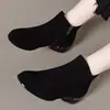 Botas de tornozelo femininas, nova coleção outono/inverno 2026, salto baixo, acabamento em camurça, antiderrapante, forradas com fleece para aquecimento, modernas e versáteis, sola macia