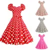 Toma real en stock 2025 Venta caliente transfronteriza de Amazon Vestido estilo Hong Kong con cuello en V estampado de lunares retro francés