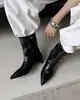 Botines de Aguja Puntiagudos con Forma de Corazón Dulce y Fresco Estilo Vintage Chuyuji para Mujer, Botas de Moda Versátiles con Pedrería Estilo Francés