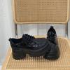 Sapatos de Couro com Cadarço Estilo Britânico de Solado Grosso Aumentador de Altura Estilo Francês para Mulheres, Moda Nova Primavera 2026 Mocassins Versáteis para Mulheres